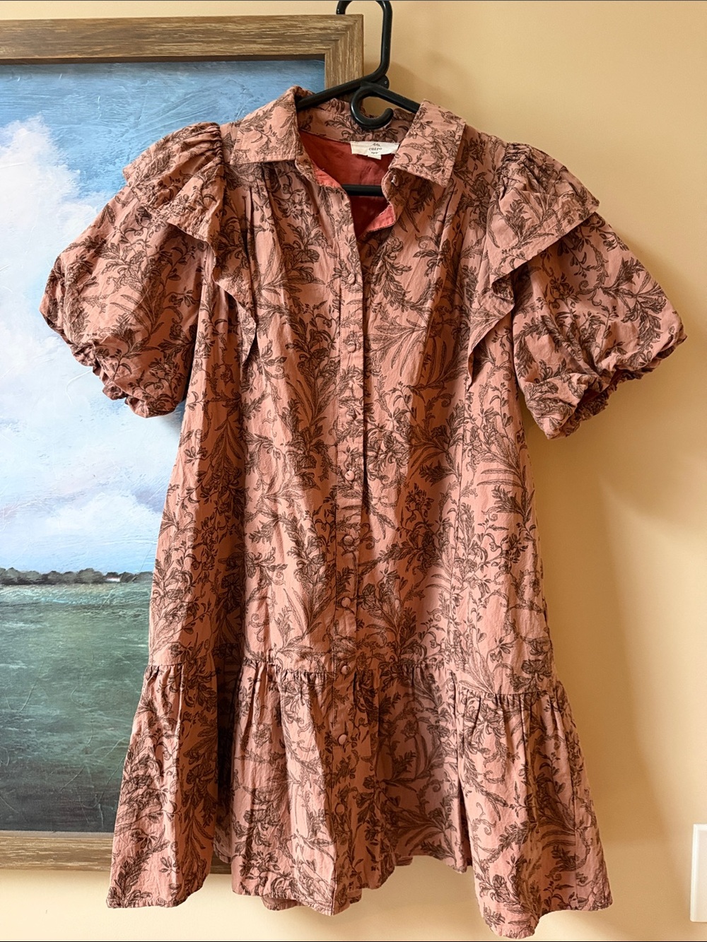 Shop The Mint Entro Always The Story Mauve Floral Dress Fall Ruffle Mini Dress M